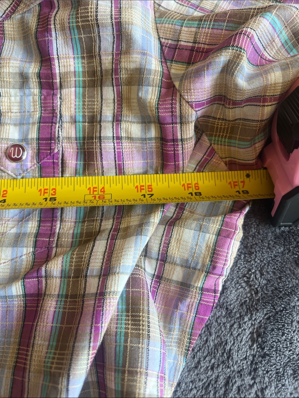 Wrangler Women’s Medium Purple & Pink Plaid Paisley Button Down Western Shirt - Picture 4 of 4